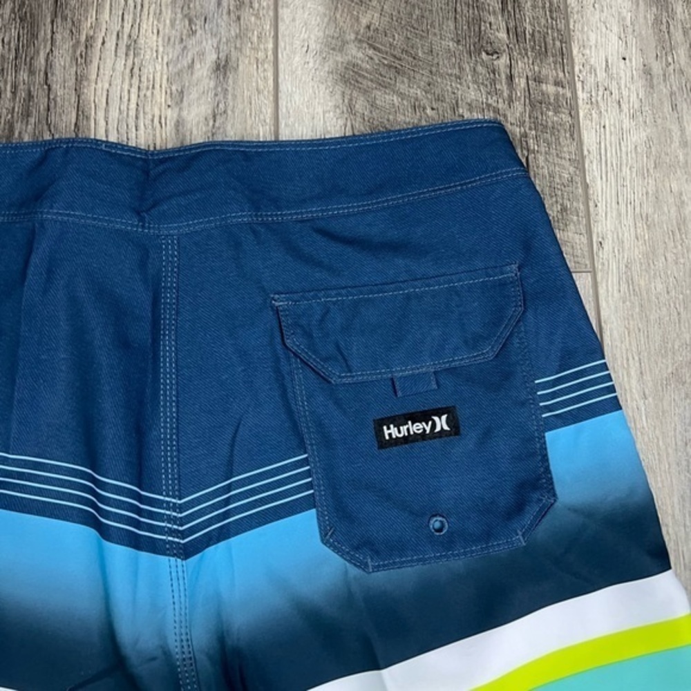 Hurley Mens Blue Stripe Swim Trunks - Picture 9 of 9